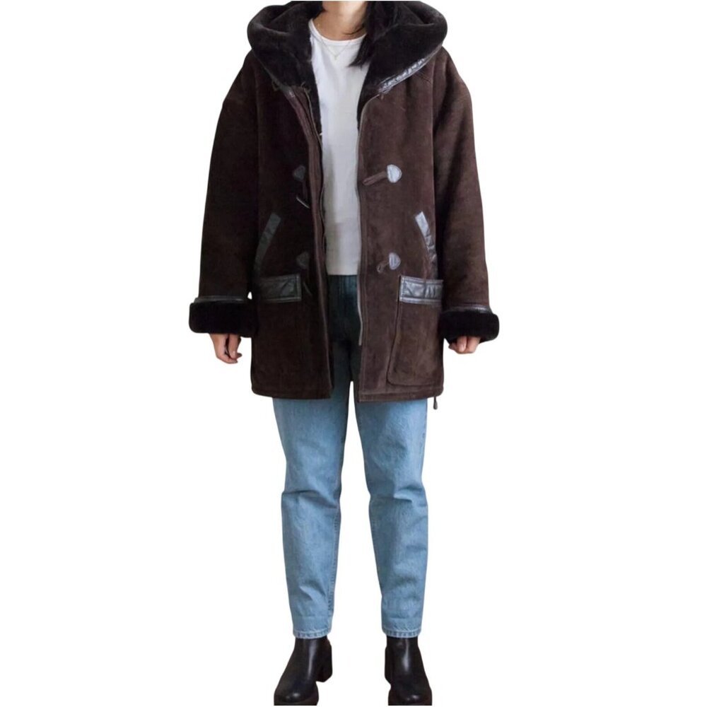 Vintage J Percy for Marvin Richards Women Brown Suede Faux Fur Parka Sz XL 3158 - Picture 16 of 16